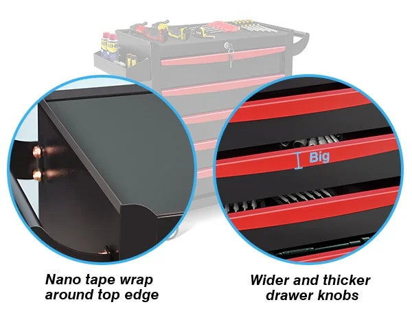 Seizeen Tool Box for Garage Organization, Heavy-Duty Red Tool Chest 5 Storage Drawer, Rooling Tool Cart Lockable for Repair Shop, Smooth Ball-Bearing Drawers