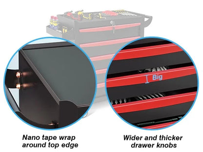 Seizeen Tool Box for Garage Organization, Heavy-Duty Red Tool Chest 5 Storage Drawer, Rooling Tool Cart Lockable for Repair Shop, Smooth Ball-Bearing Drawers