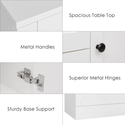 Homfa White Storage Cabinet with 4 Drawers & 1 Door, 43.3'' Wide Chest Sideboard Buffet for Dining Room, Kitchen, Bedroom