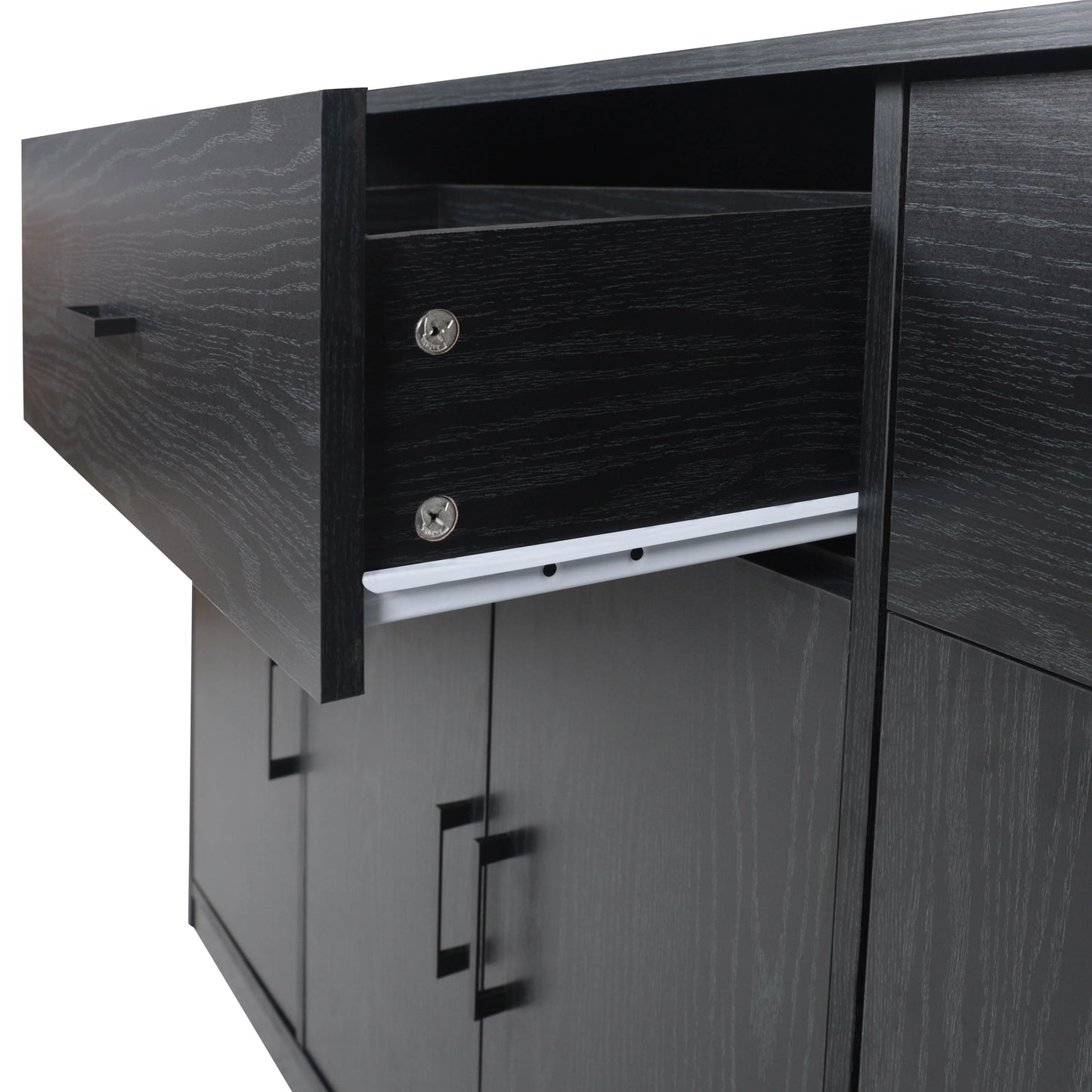VEIKOUS Sideboard Buffet Cabinet Kitchen Cupboard Storage Cabinet with 3 Drawers and 4 Doors, Black