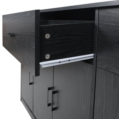 VEIKOUS Sideboard Buffet Cabinet Kitchen Cupboard Storage Cabinet with 3 Drawers and 4 Doors, Black