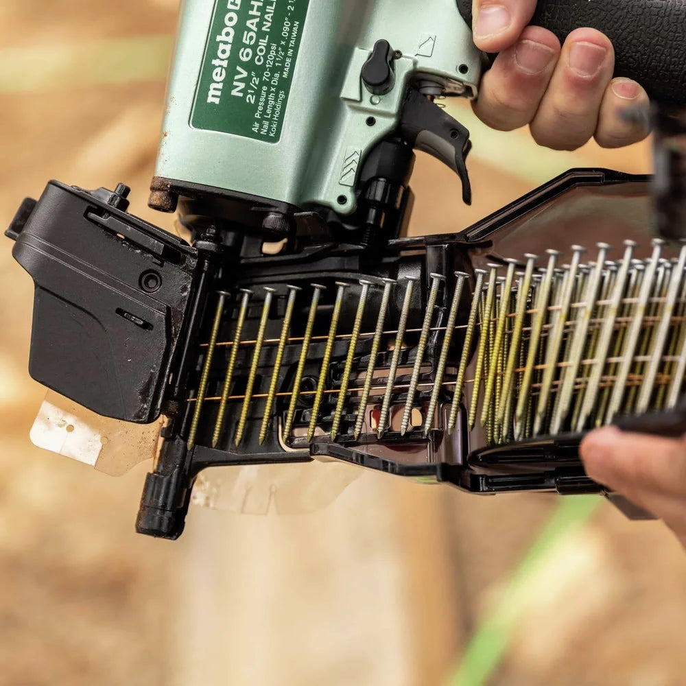 Metabo HPT Coil Siding Nailer, 1-1/2 inch to 2-1/2 inch Siding Nails, Side load, Tilt Bottom Magazine (NV65AH2)