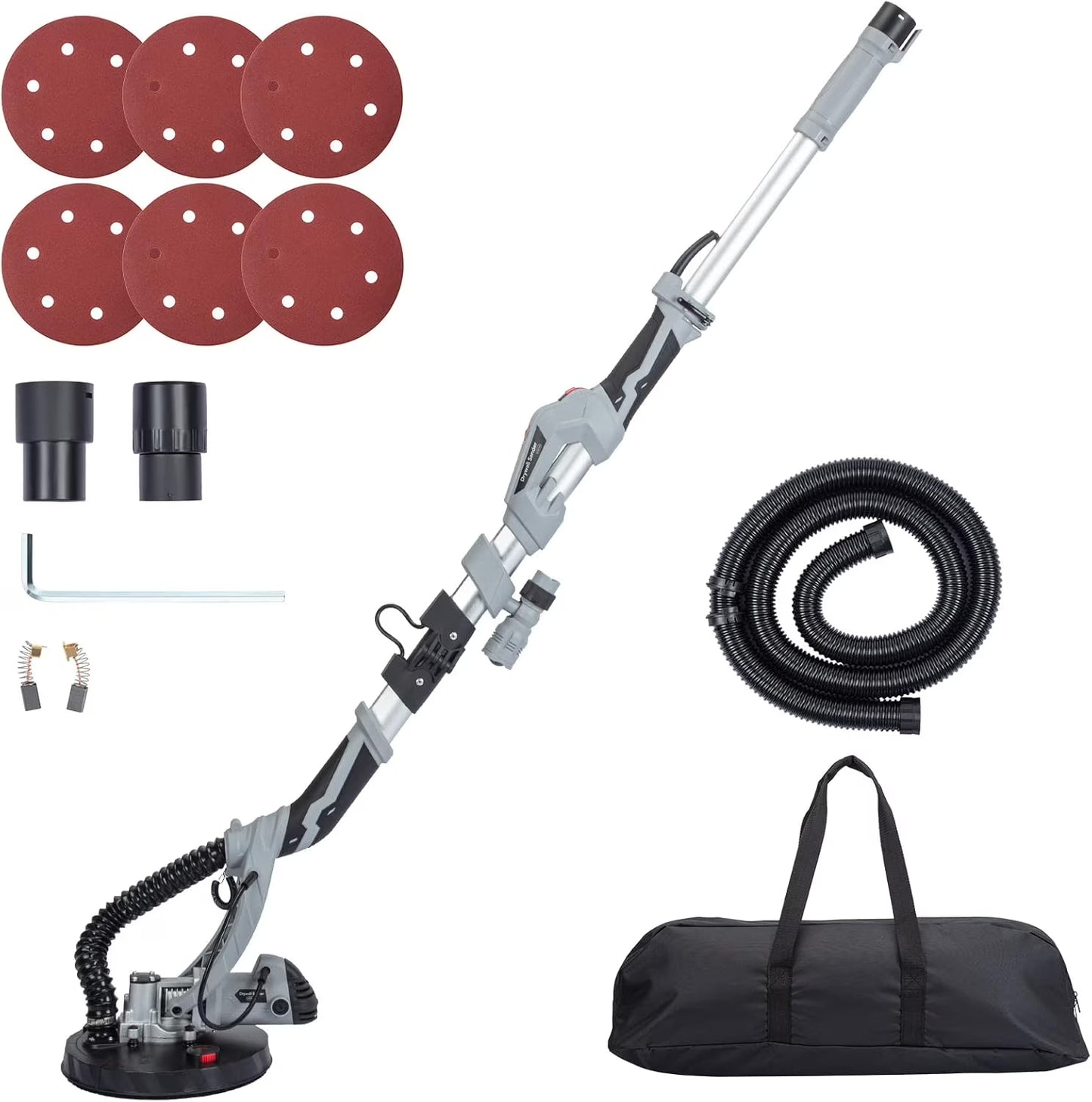 710W Drywall Sander, Electric Motor Sander with LED Flashlight, Variable Speed 800-1800RPM With Extendable & Foldable Handle, 6 Pcs Sanding Discs, Including Carrying Bag