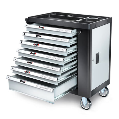 7-Drawers Rolling Tool Chest Cabinet with Casters, Locking System, Top Worktop, for Garage Warehouse Workshop, Grey