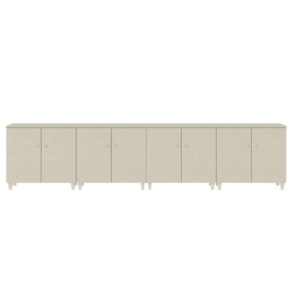 Sideboard Buffet Server Cabinets with Doors, 70.8" Kitchen Wood Coffee Bar Table, 2 -In-1 Storage Cabinets with 6 Compartments for Dining Room, Living Room, Entryway, Beige Faux Linen Textured Finish
