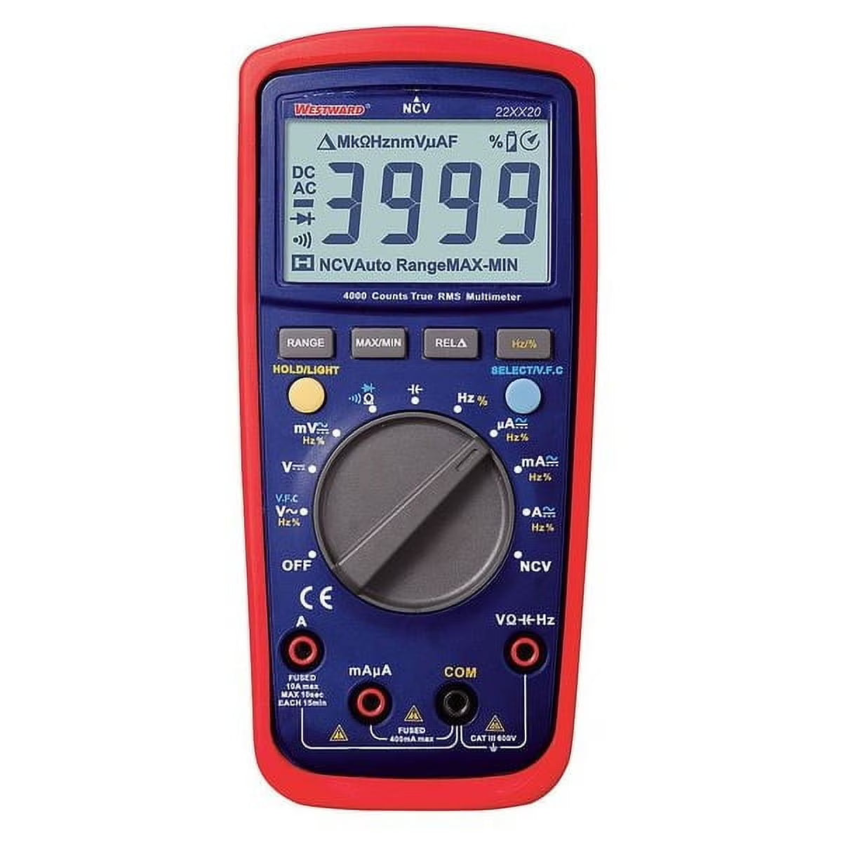 Westward Digital Multimeters,40 Ohms,4000 Counts 22XX20