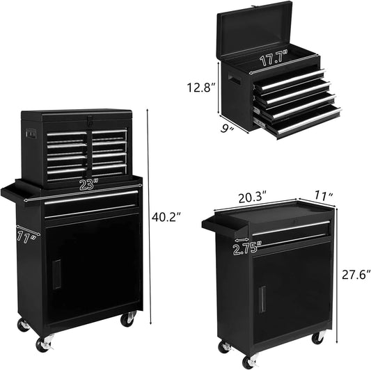Ktaxon, 44.09 lb, 22.95" Steel 5-Drawer Rolling Tool Chest Black