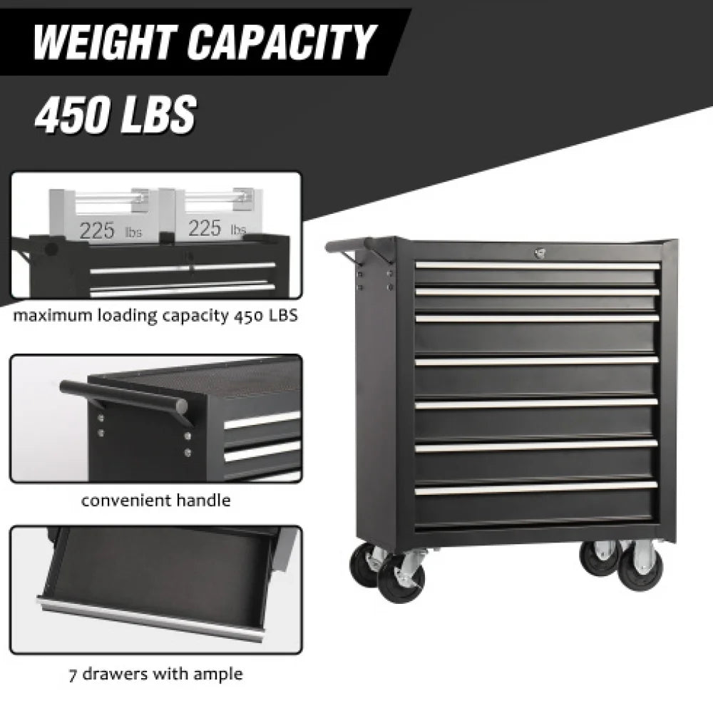 Rolling Tool Chest With 7 Drawer Tool Box With Wheels Multifunctional Tool Cart Mechanic Tool Storage Cabinet For Garage, Warehouse, Workshop, Repair Shop