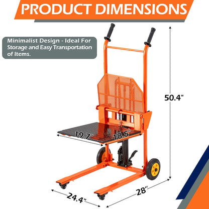 AECOJOY Hydraulic Material Lift Pallet Truck 500 Lbs,Lift Table Cart,32" Max Lift Height Pallet Truck Jack with Lockable Swivel Casters - Ideal for Warehouse, Workshop and Garage Use