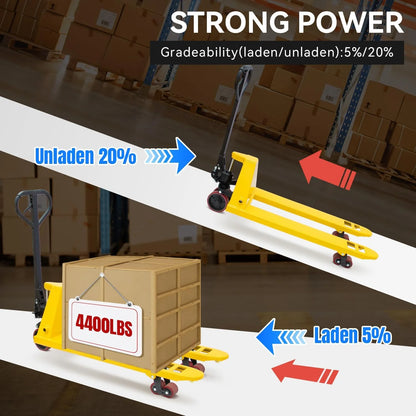 HPDAVV Pallet Jack Truck 4,400 LBS Capacity, 48''x 21' Forks Manual Pallet Jack Truck, Suit for Warehouse, Workshop, Dock, Factory