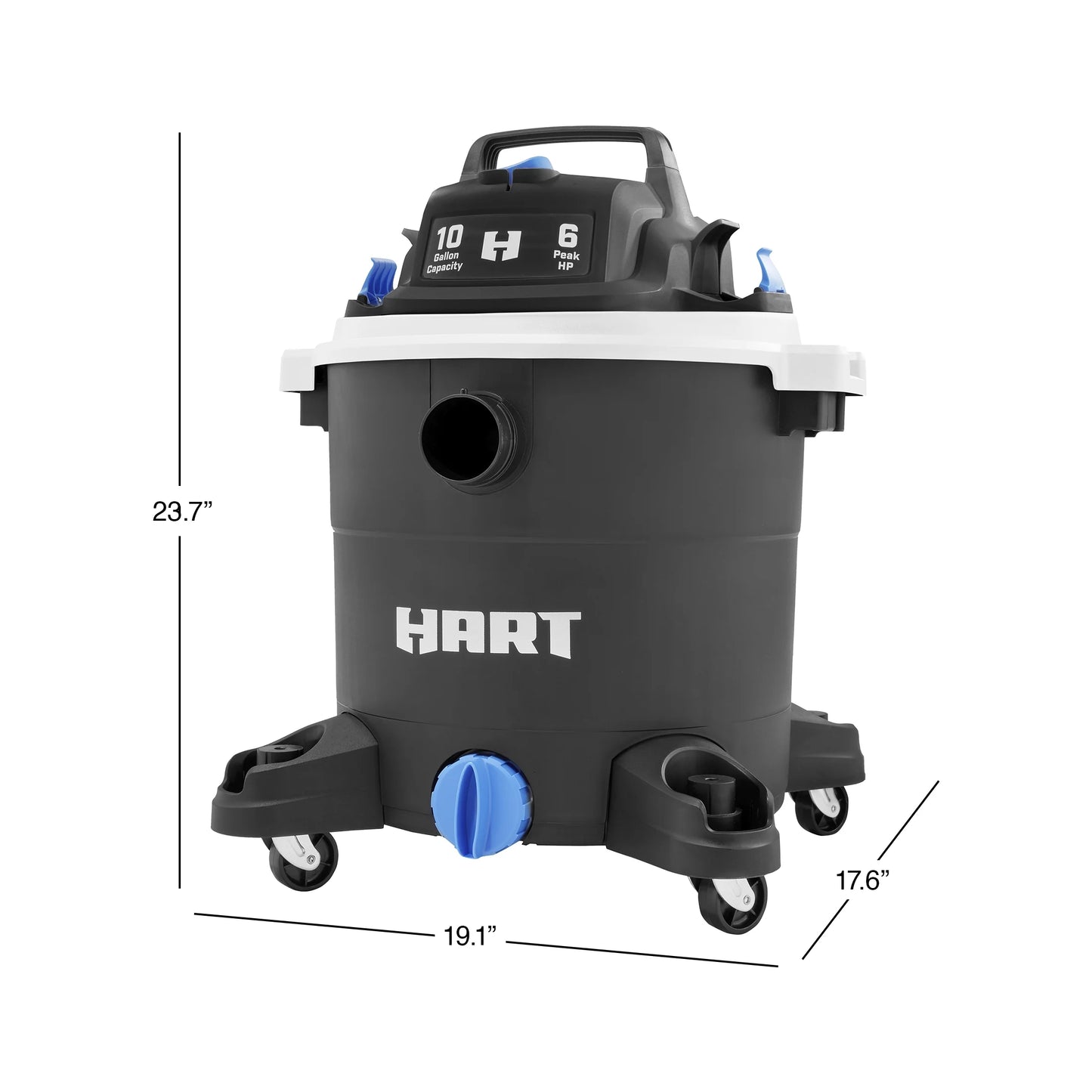 HART 10 Gallon 6 Peak HP Poly Wet/Dry Vacuum, VOC1012PF 3703