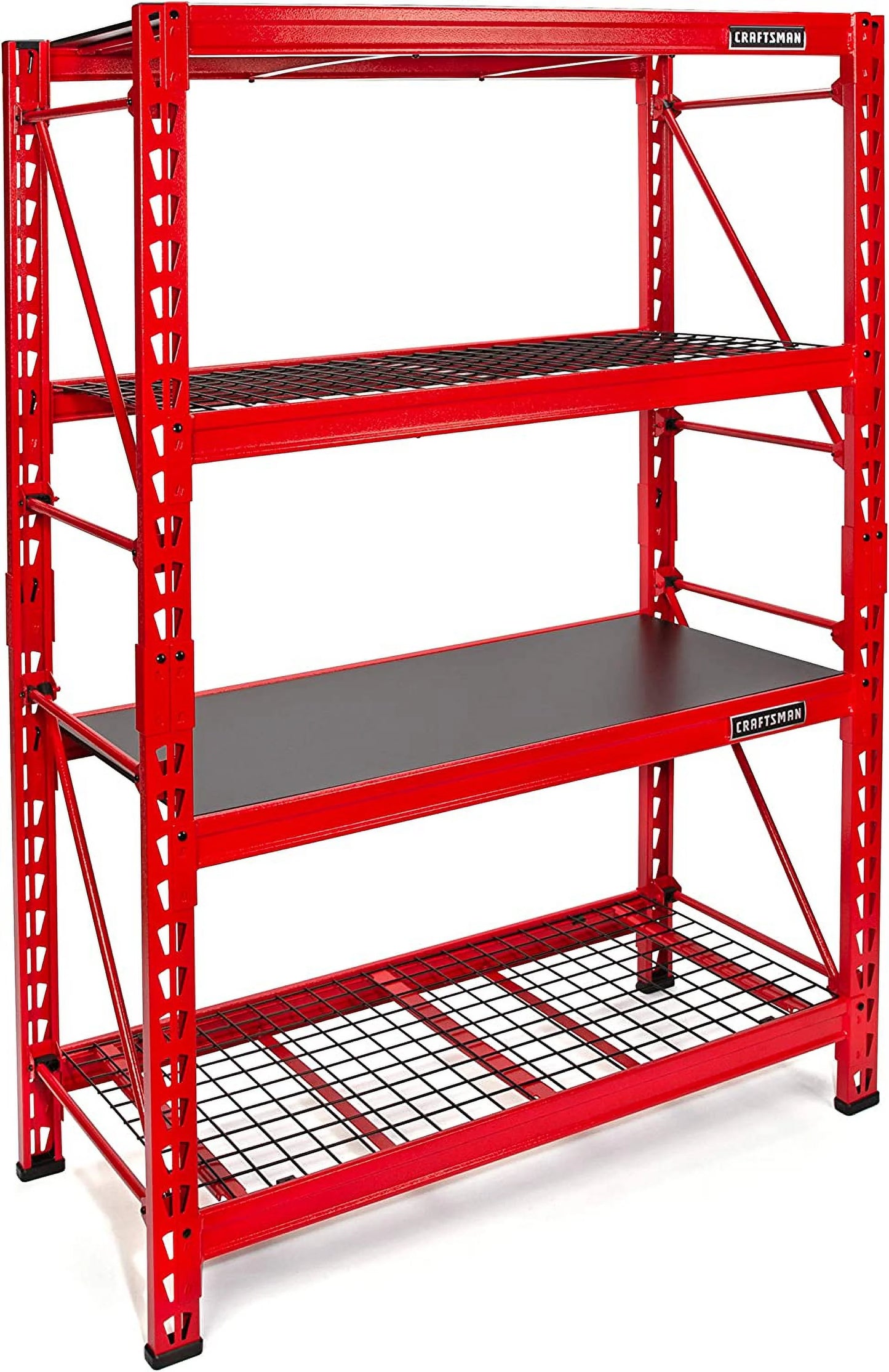Craftsman 2-Shelf 3-Foot Tall Stackable Tool Chest Depth Storage Rack, 2-Pack, Red 3-Feet, 2 Set