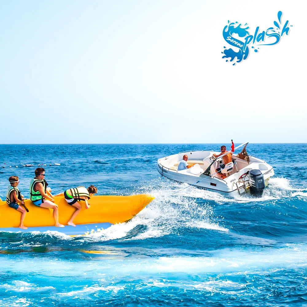SereneLifeHome 3 Person Inflatable Banana Boat, Includes Storage Bag, Foot Pump, and Repair Kit, Tough and Thick, Reinforced Seats and Foot Areas, Easy Inflation and Deflation