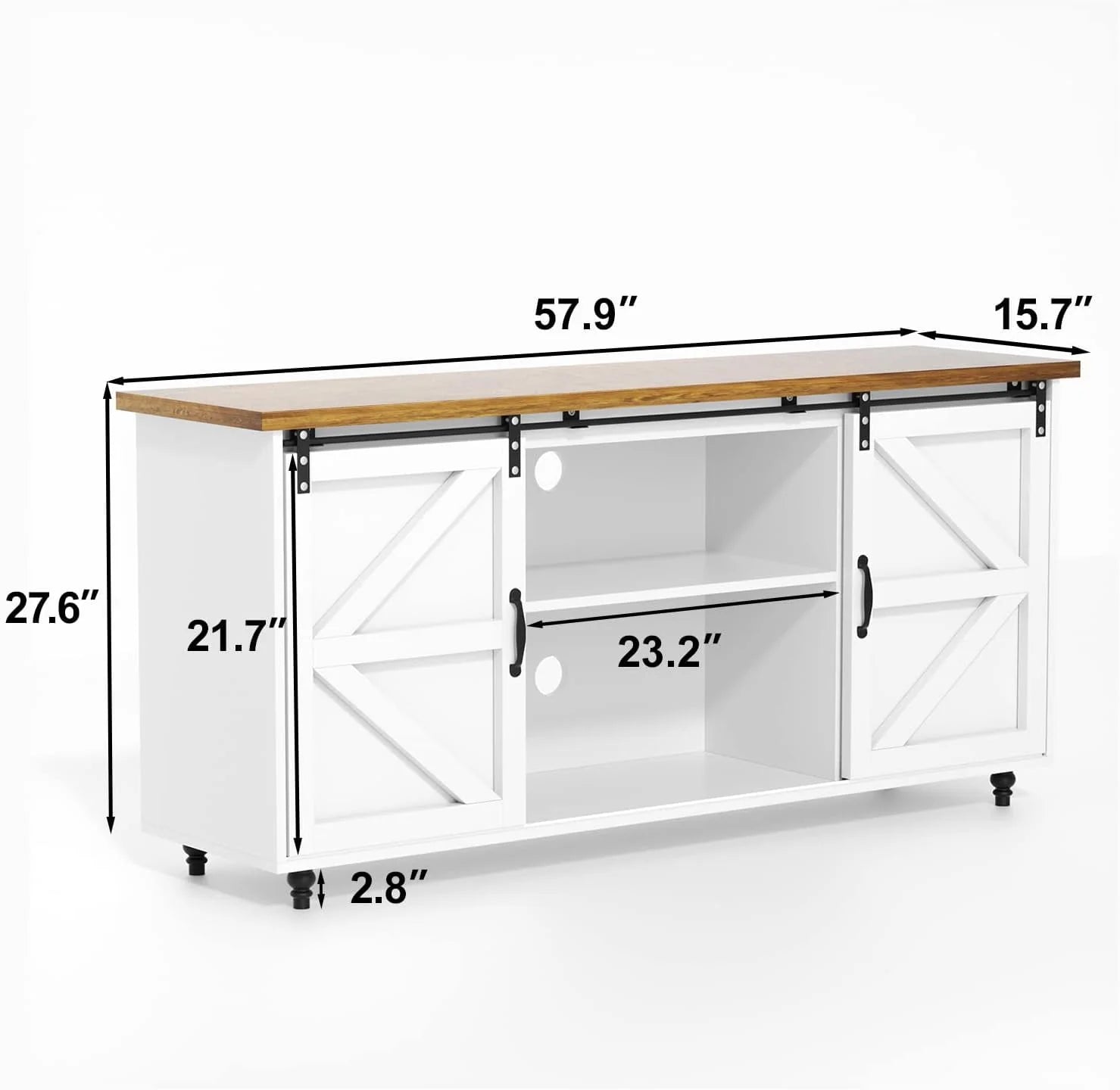 Catrimown Farmhouse Coffee Bar Cabinet, 58'' Kitchen Buffet Sideboard Storage Cabinet with Adjustable Shelves, White