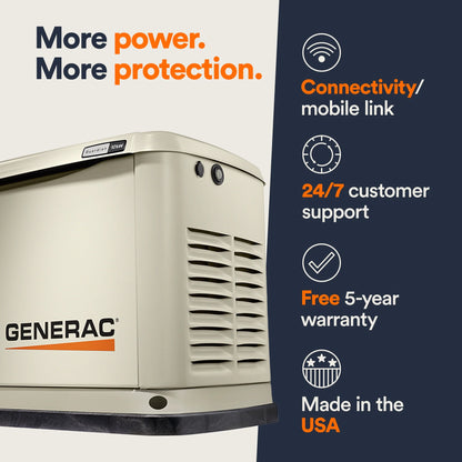 Generac Guardian 14kW Push Button Start House Generator, CO Shut-Off
