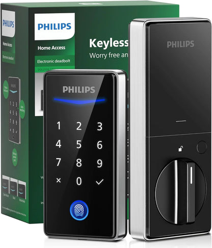 Keyless Entry Door Lock with Keypad - Smart Deadbolt Lock for Front Door, Auto Lock, One-time PIN Code, Fingerprint Door Lock - Matte Black