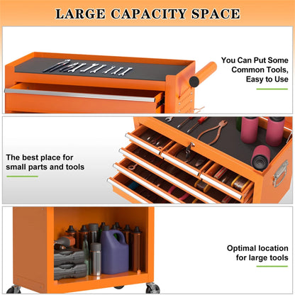 Aukfa Tool Chest, 2 in 1 Steel Rolling Tool Box & Cabinet On Wheels for Garage, 8-Drawer, Orange