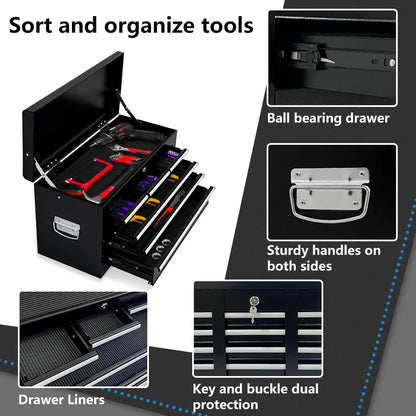 Artbros 8-Drawer Rolling Tool Chest, Large Tool Cabinet with Wheels, Detachable Toolbox Storage for Garage, Repair Shop, Workshop, Black