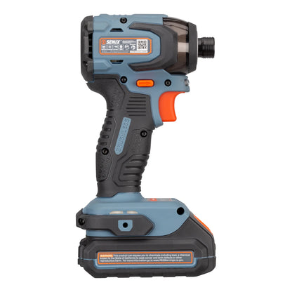 SENIX 20 Volt Max* 2-Piece Cordless Brushless Combo Kit, 1/2-Inch Hammer Drill Driver & 1/4-Inch Impact Driver (2 x Batteries, 1 x Charger and Soft Bag Included) S2K2B2-02