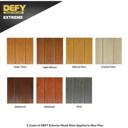 DEFY Extreme Wood Stain and Sealer in One - 5 Gallon Semi-Transparent Waterproof Coating for All Wood Types - Natural Pine