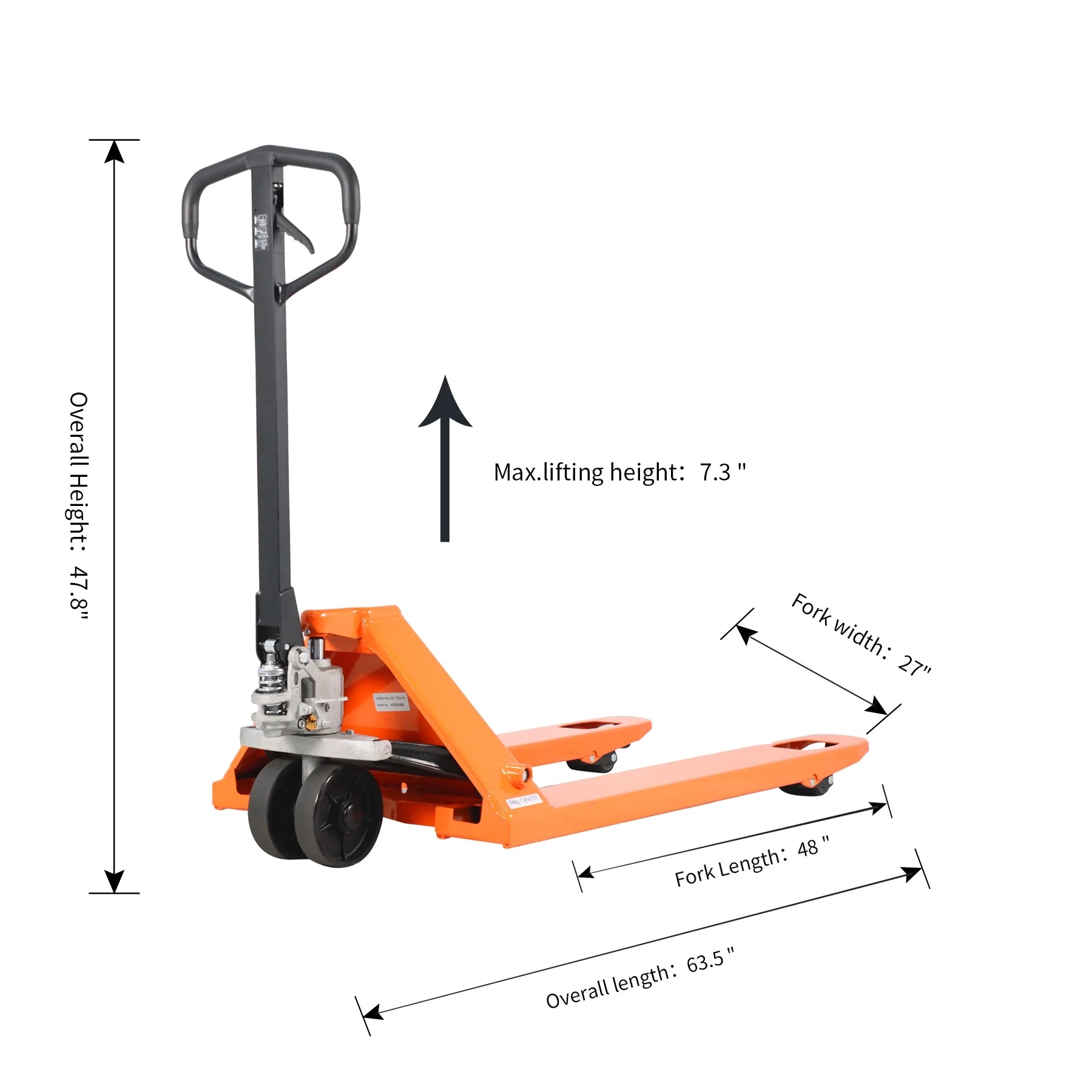 Tory Carrier 5500lb with 48"X27" Fork Hand Manual Pallet Jack Truck Orange