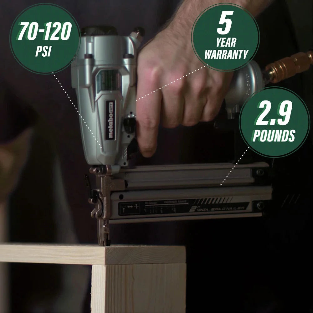 Metabo HPT Pro Brad Nailer Kit, 18 Gauge, High Grade Aluminum Magazine, Accepts 5/8-Inch To 2-Inch Brad Nails, NT50A5
