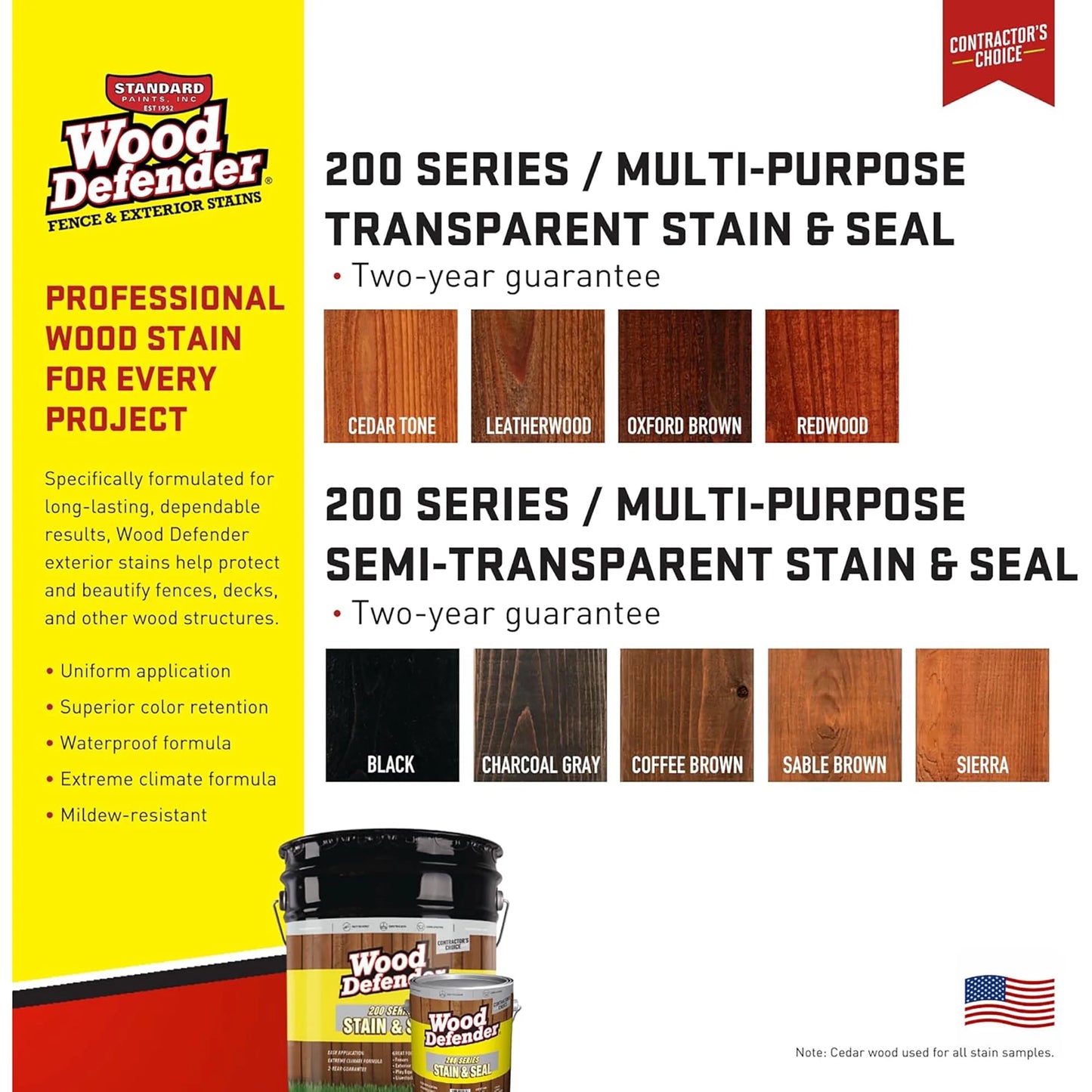 Wood Defender 200 Series Coffee Brown Semi-Transparent Stain & Sealer 5-gallon