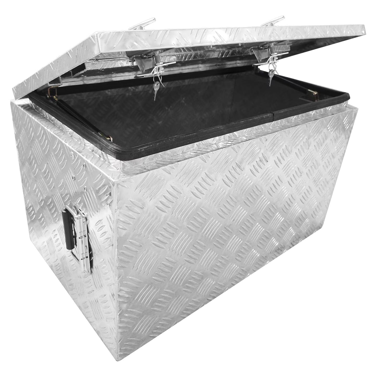 TROPOW 24-Inch Aluminum Diamond Plate Tool Chest - Lockable Underbody Storage Box for Trucks, RVs, and Trailers