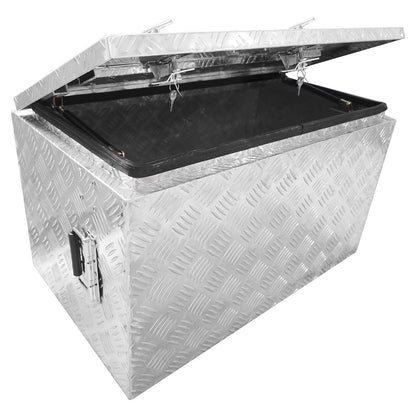 TROPOW 24-Inch Aluminum Diamond Plate Tool Chest - Lockable Underbody Storage Box for Trucks, RVs, and Trailers