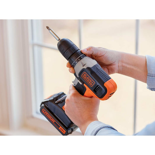 BLACK+DECKER 20V, Battery Hex Chuck Drill Driver, 2Ah, 64 Piece