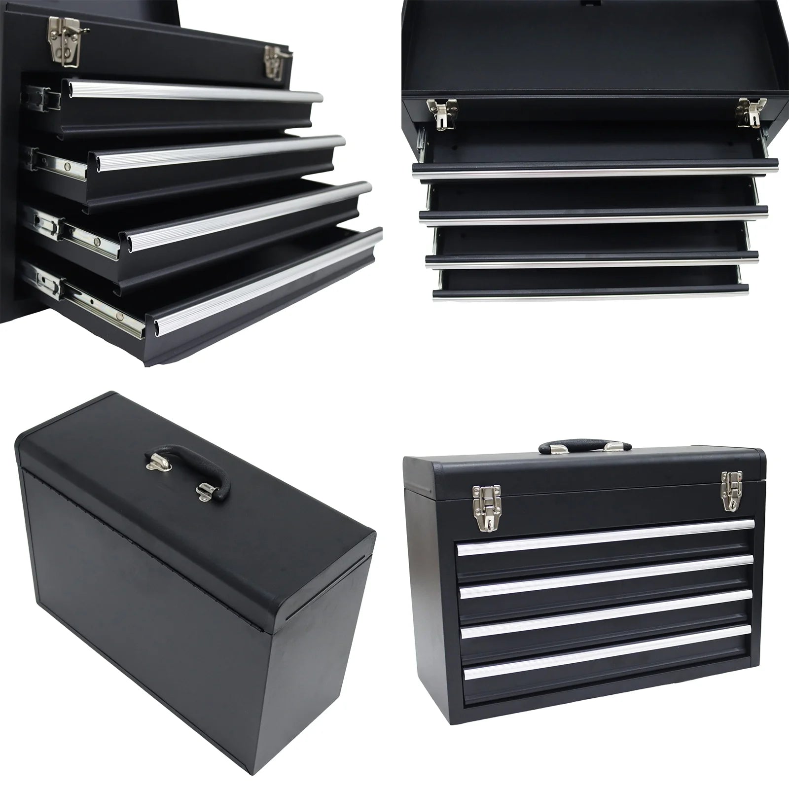 TECHTONGDA 4 Drawer Tool Box Portable Hardware Household Multi-Functional Toolbox with Lock