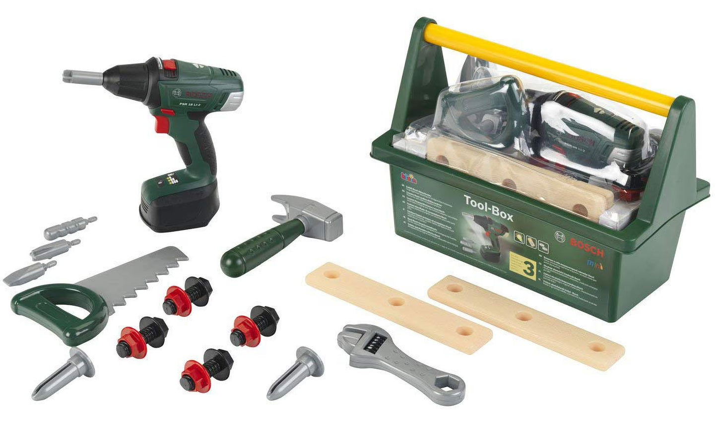Theo Klein 8520 Bosch Tool Box I with lots of tools I Incl. Battery-Powered Cordless Screwdrive