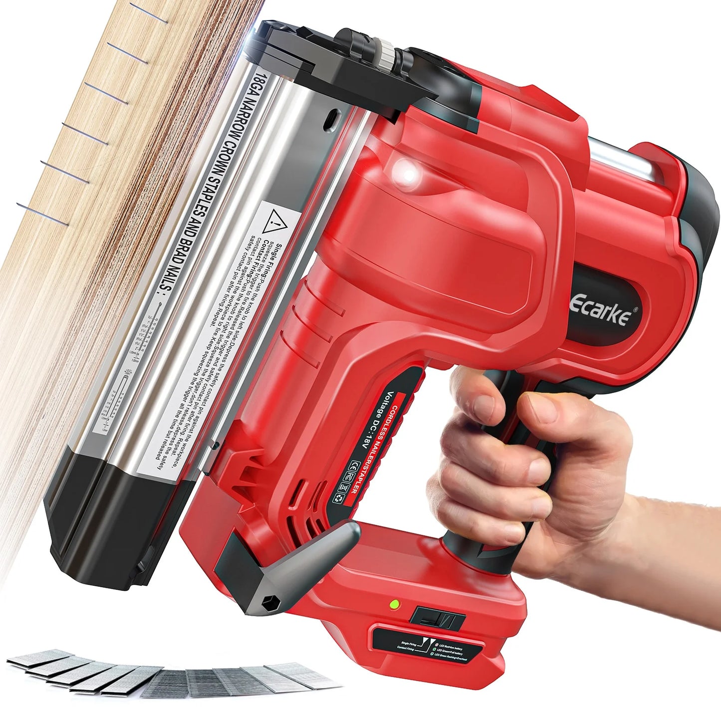 Gauge Electric Nail Gun Compatible with Milwaukee Battery,2 in 1 Cordless Brad Nailer and Stapler with 18GA Nails/Staples,Battery for M18 18V Power,2 Firing Modes for Trim Wood Crafting DIY