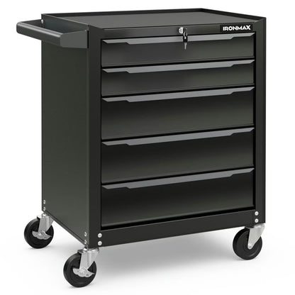 Spaco 5-Drawer Tool Storage Cabinet with Hanging Holes and Central Keyed Locking System-Black, Tool Chest for Garage, Home and Workbench