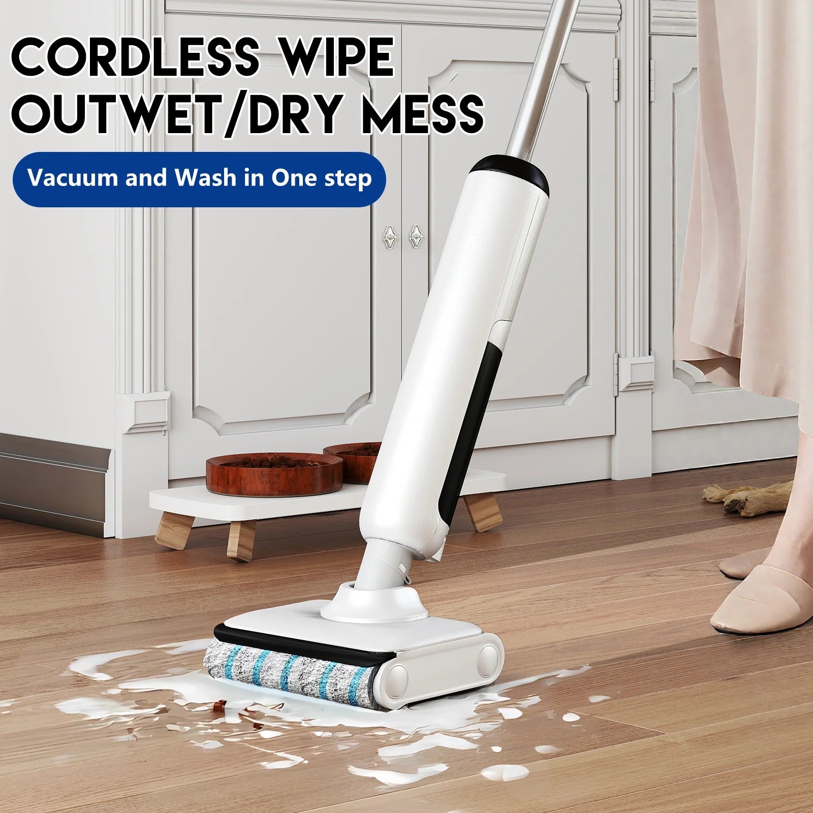 HABIUBIU Vacuum Mop All in One, Wet Dry Vacuum Cleaner, Cordless Cleaner Machine for Tile Hardwood Floor, Self Cleaning Electric Mop with 180° Lie-Flat