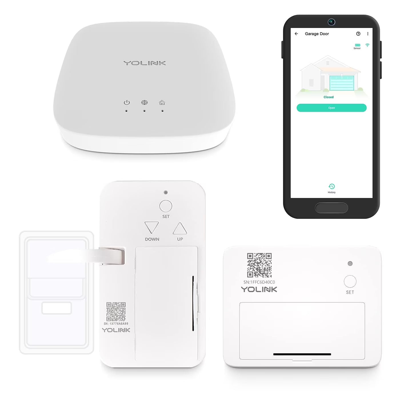 YoLink Smart Garage Door Solution Kit - Convert Any Garage Door to Smart in Seconds! Battery-Powered, No-Wires, No-Tools Super-Easy Installation. Works with Alexa & IFTTT