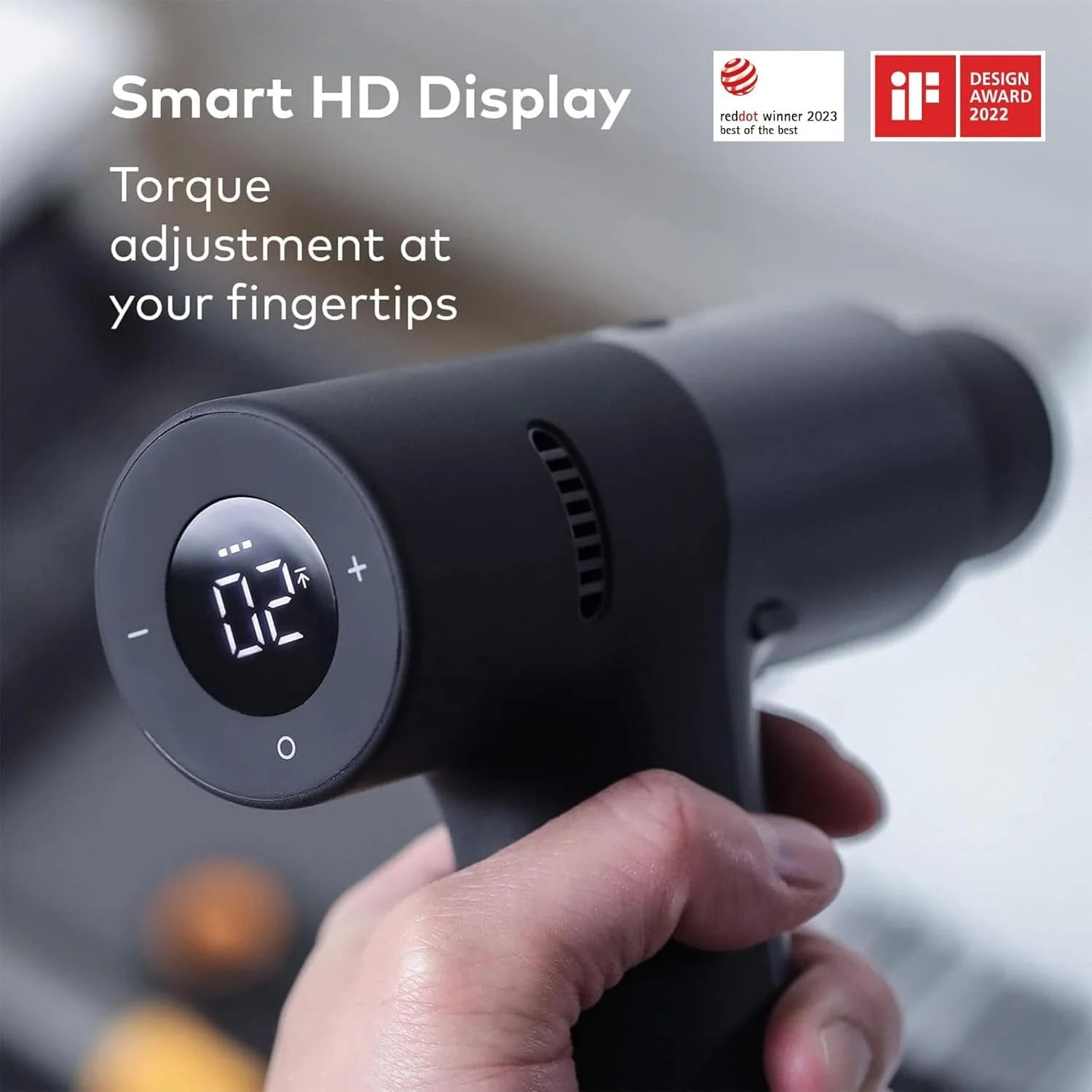 HOTO Cordless Brushless Drill Tool Set, Variable Speed, Hidden Buckle, LED Screen, Intelligent Digital Display, Safe, Exquisite & Practical, High-end Drill Kit for Home/Daily Use