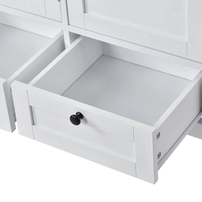Modern Storage Cabinet, BUG HULL 44.9" Wide Solid Wood Sideboard Buffet Table, Console Table with 3 Doors and Drawers, White