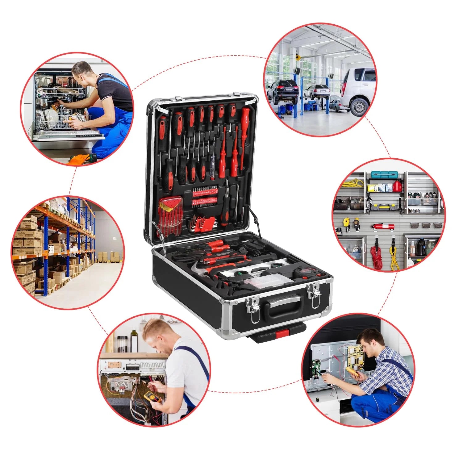 800 Piece Tool Sets for Men, Tool Box with Tools, Tool Kit with Rolling Tool Box, Complete Tool Box Set, Household Tool Set, Aluminum Trolley Case Tool Sets, Gift on Father's Day