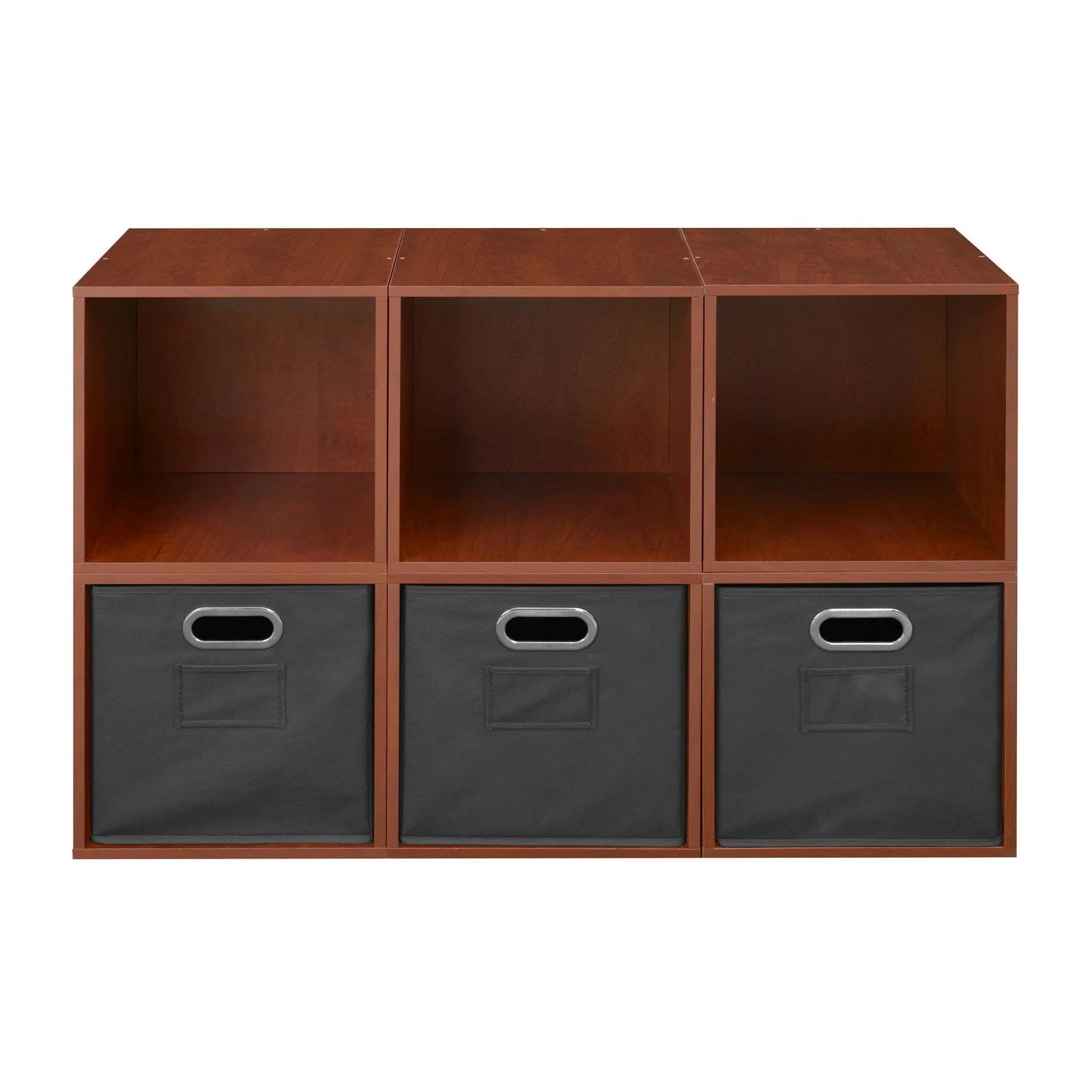 Niche PC6PKWH3TOTETL Cubo Storage Set with 6 Cubes & 3 Canvas Bins, White Wood Grain & Teal