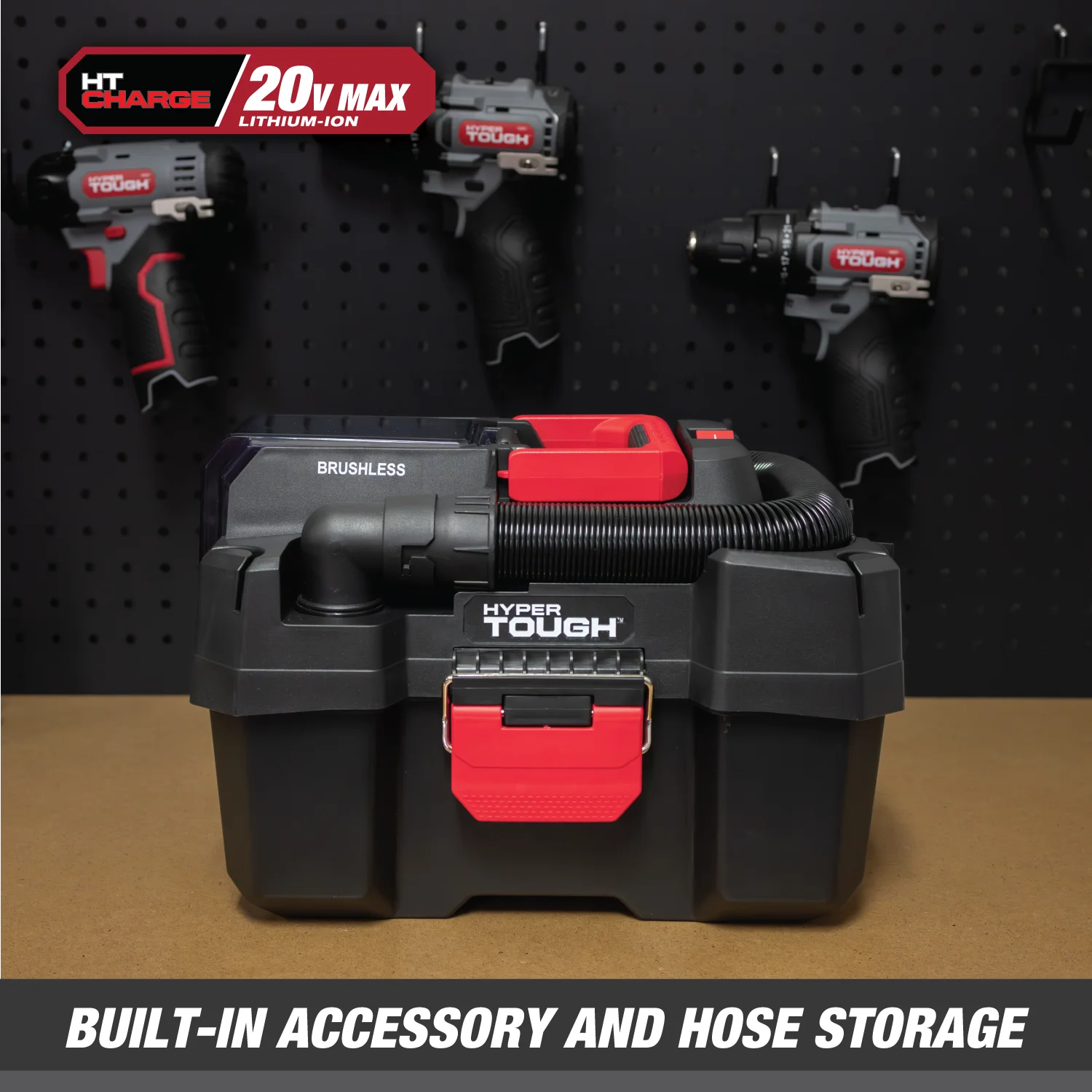 Hyper Tough 1.5 Gallon Wet Dry Vac, 20V Max, Brushless Motor, Cordless, Battery and Charger Included
