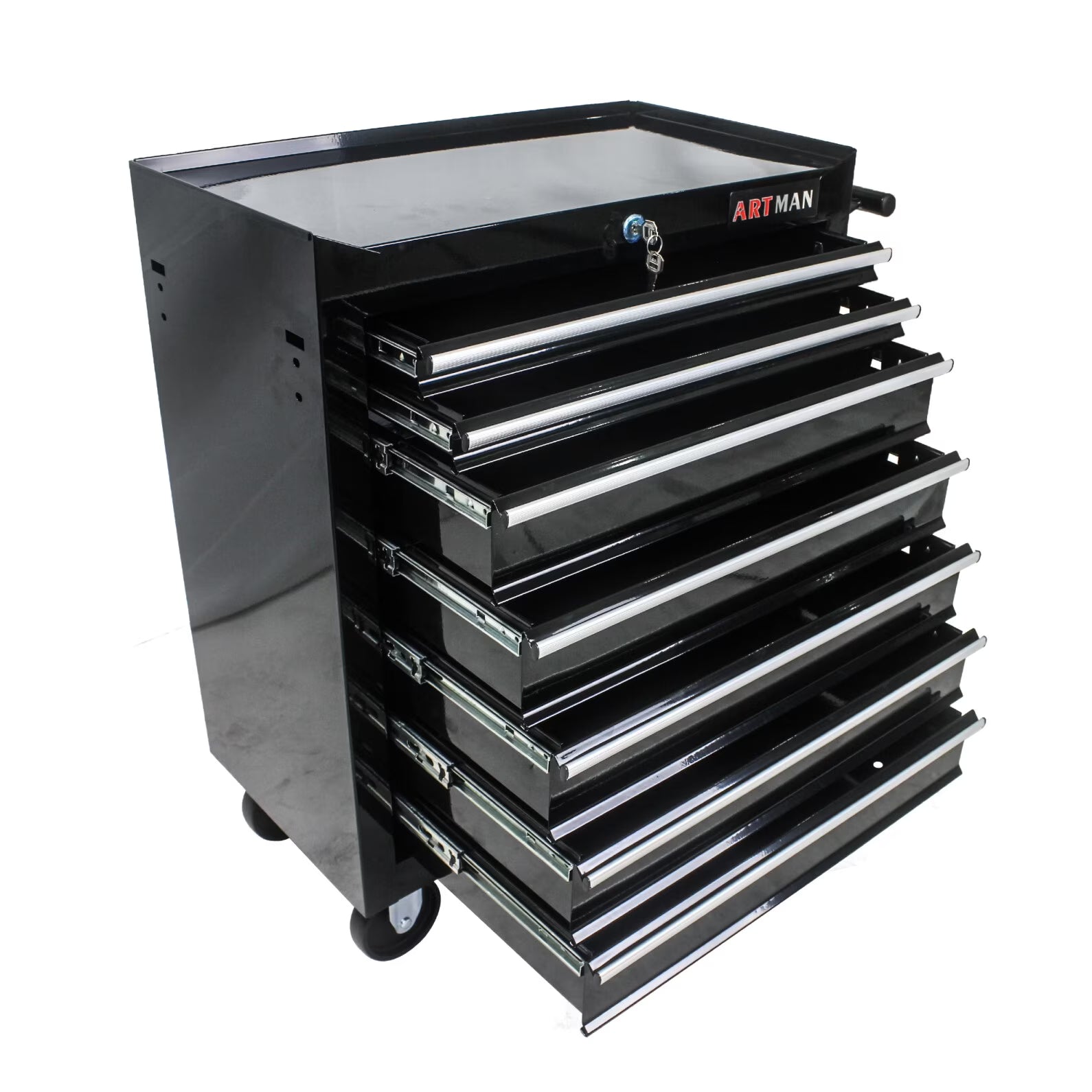 Rolling Tool Chest with 7-Drawer Tool Box with Wheels, Multifunctional Tool Cart Mechanic Tool Storage Cabinet for Garage, Warehouse, Workshop, Repair Shop, Silver