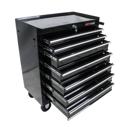 Rolling Tool Chest with 7-Drawer Tool Box with Wheels, Multifunctional Tool Cart Mechanic Tool Storage Cabinet for Garage, Warehouse, Workshop, Repair Shop, Silver