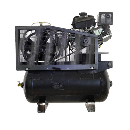 EMAX EGES1430ST 14 HP 30 Gallon 24 CFM 3-Cylinder Truck Mount Solid Cast Iron Pump Gas-Powered Air Compressor with Electric Start KOHLER Command Pro Engine
