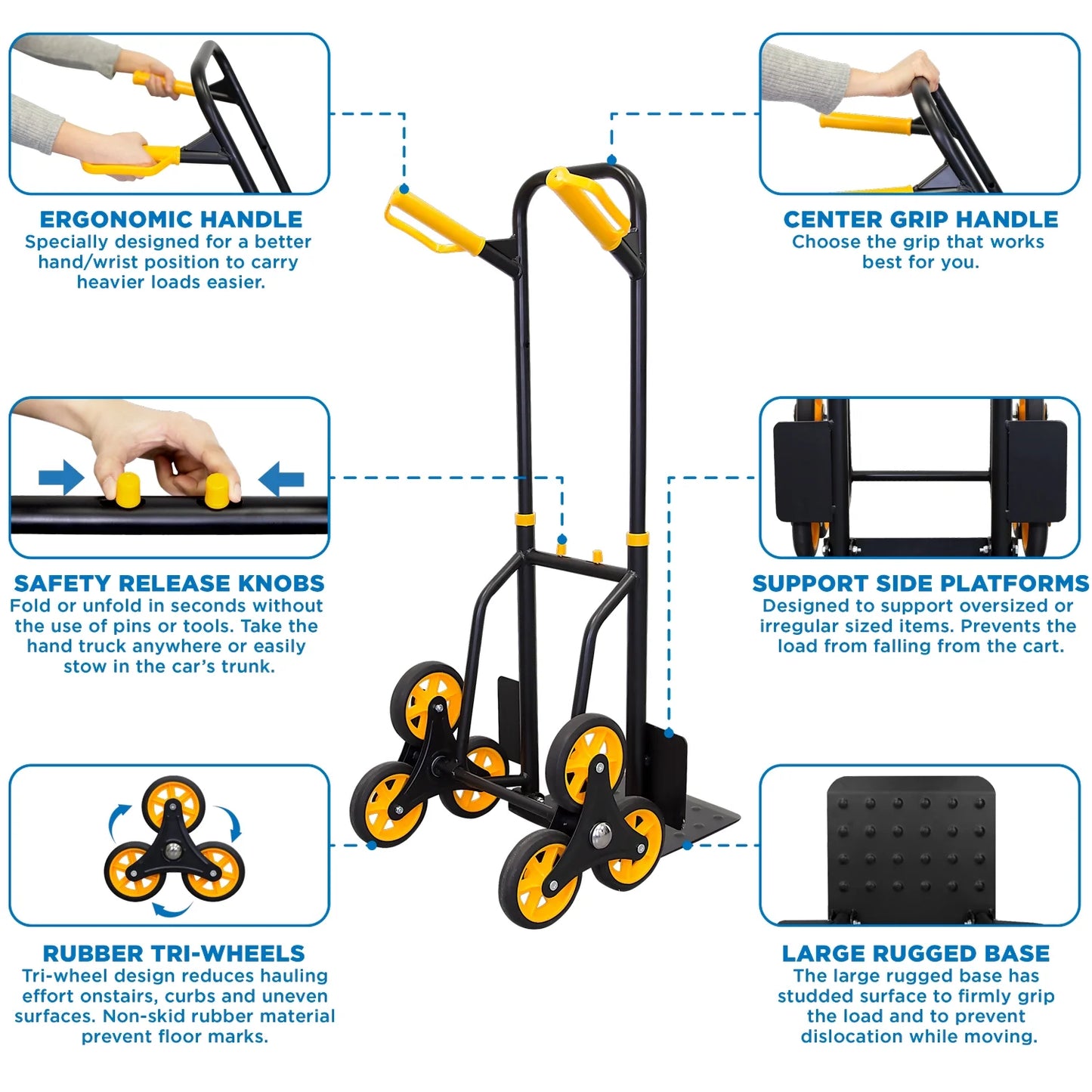 Mount-It! Stair Climber Hand Truck and Dolly , 264 lbs. Capacity Heavy-Duty Trolley Cart