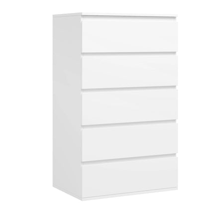 Homfa 5 Drawer White Dresser, Modern Storage Cabinet for Bedroom, White Chest of Drawers Wood Organizer for Living Room