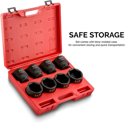 NEIKO 02392A 3/4" Impact Socket Set, 3/4? Drive, 8 PC Jumbo Sockets, SAE Standard Sizes 2-1/16 Inch to 2-1/2 Inch, Chrome-Moly Cr-Mo Steel