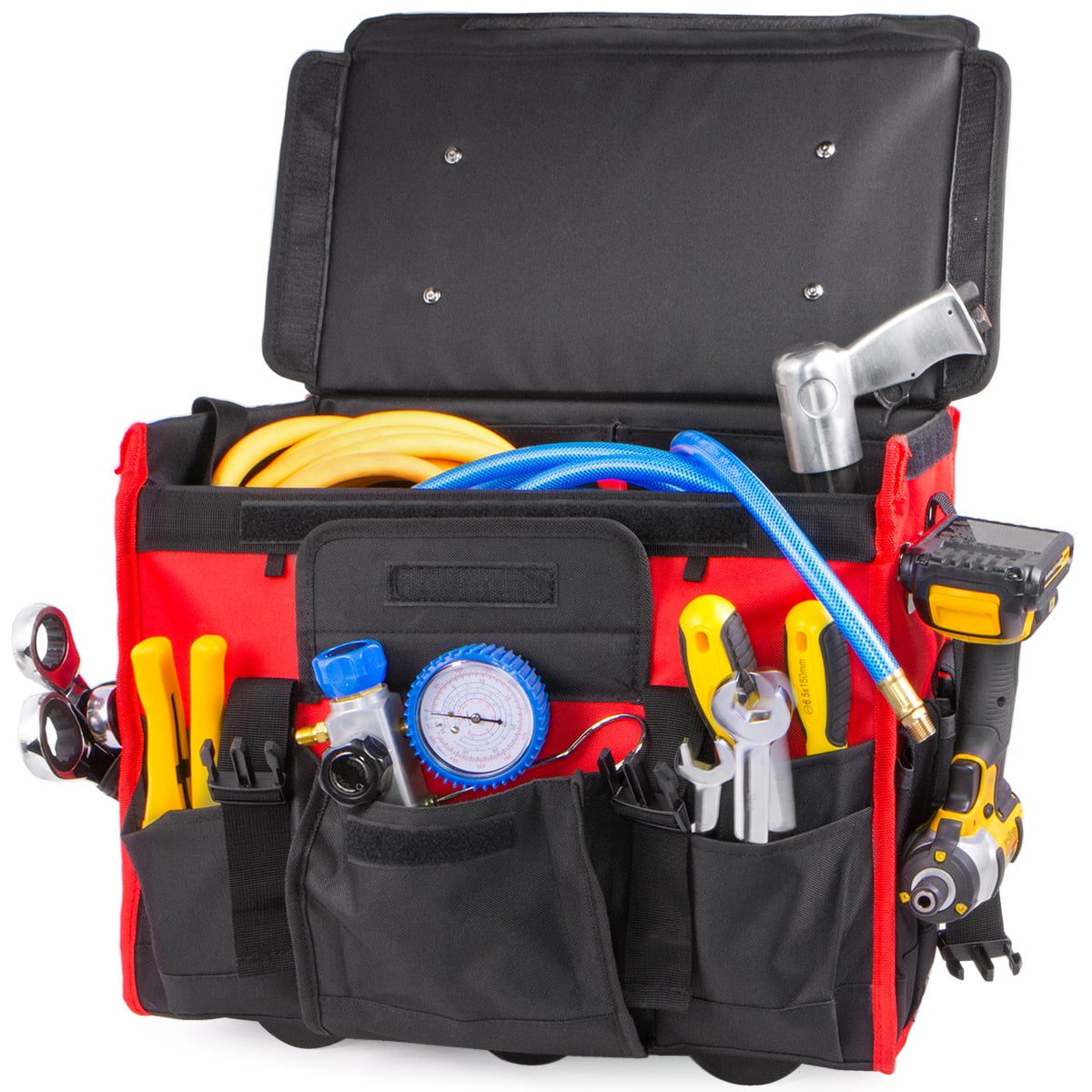 Stark USA 20'' Rolling Tool Bag, Waterproof Tool Bag with Wheels, Portable Storage Organizer Rolling Tool Tote, for Electrician, Construction