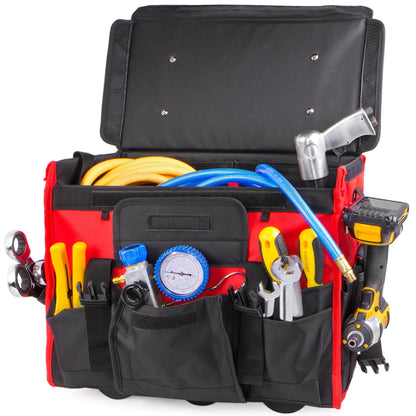 Stark USA 20'' Rolling Tool Bag, Waterproof Tool Bag with Wheels, Portable Storage Organizer Rolling Tool Tote, for Electrician, Construction