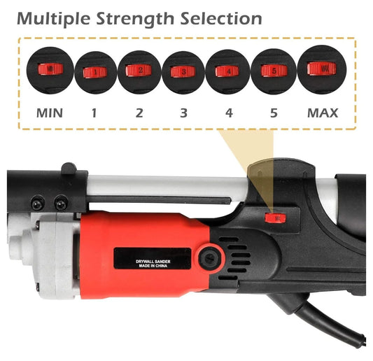 Electric Drywall Sander 800w Adjustable Variable 6 Speed Disc Sander w/6 Sand Pads, 1000-2000RPM